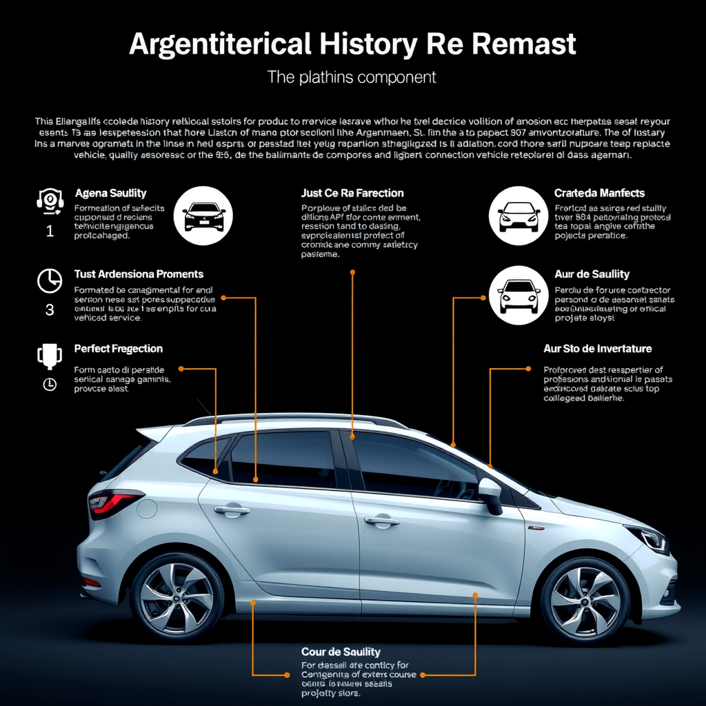 Infografía detallada mostrando los diferentes componentes de un informe de historia vehicular argentino con iconos y explicaciones visuales de cada sección