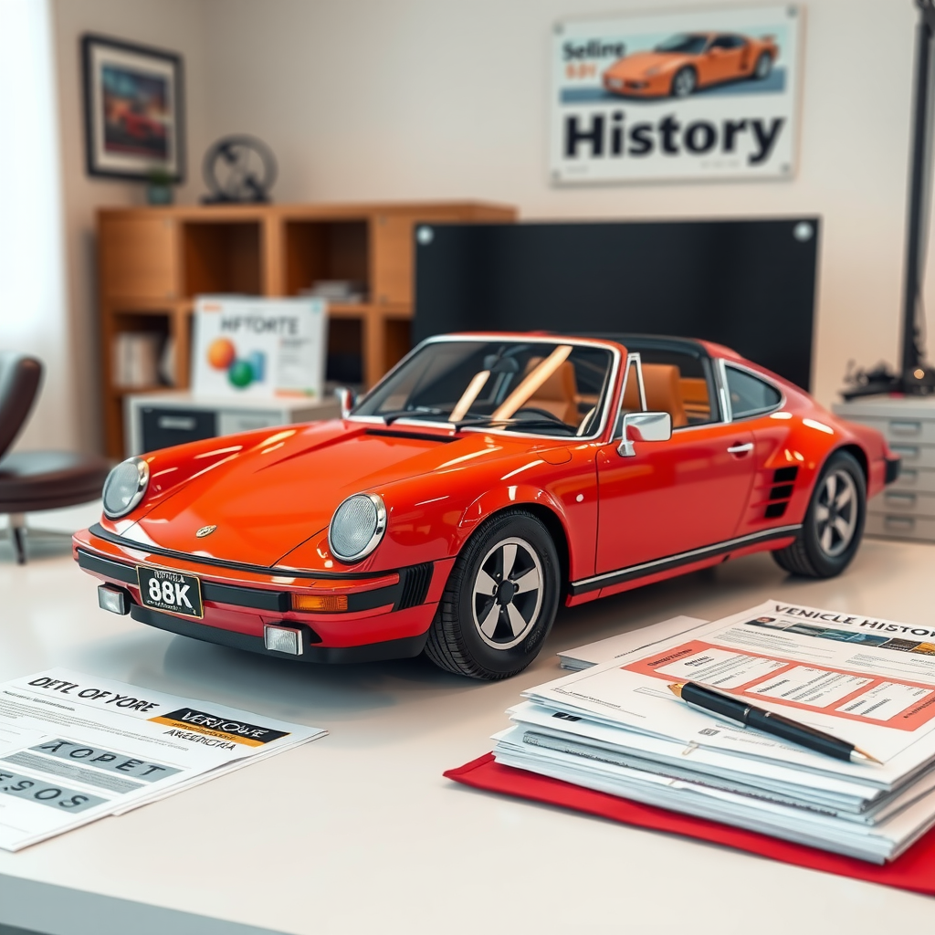 Documentos oficiales de historial vehicular argentino, incluyendo título de propiedad, verificación de dominio y reportes de deudas sobre escritorio profesional