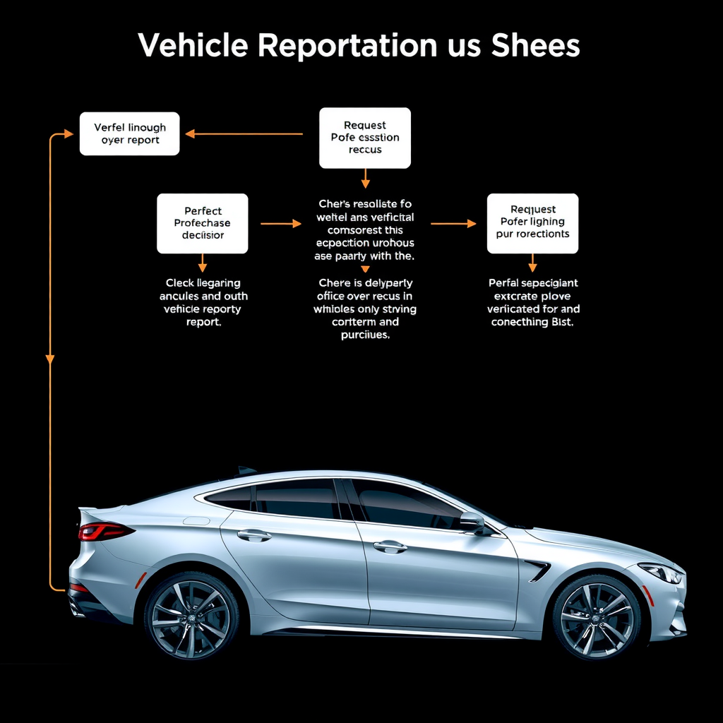 Diagrama de flujo detallado mostrando el proceso completo de verificación de un informe vehicular desde la solicitud hasta la decisión final de compra con puntos de control en cada etapa